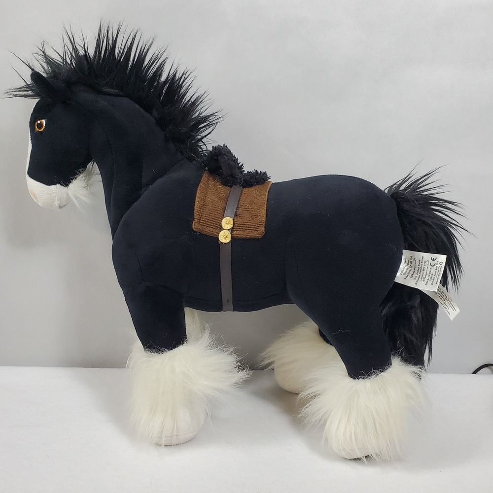 Disney Store Black Shire Horse Plush Toy Stallion with Saddle